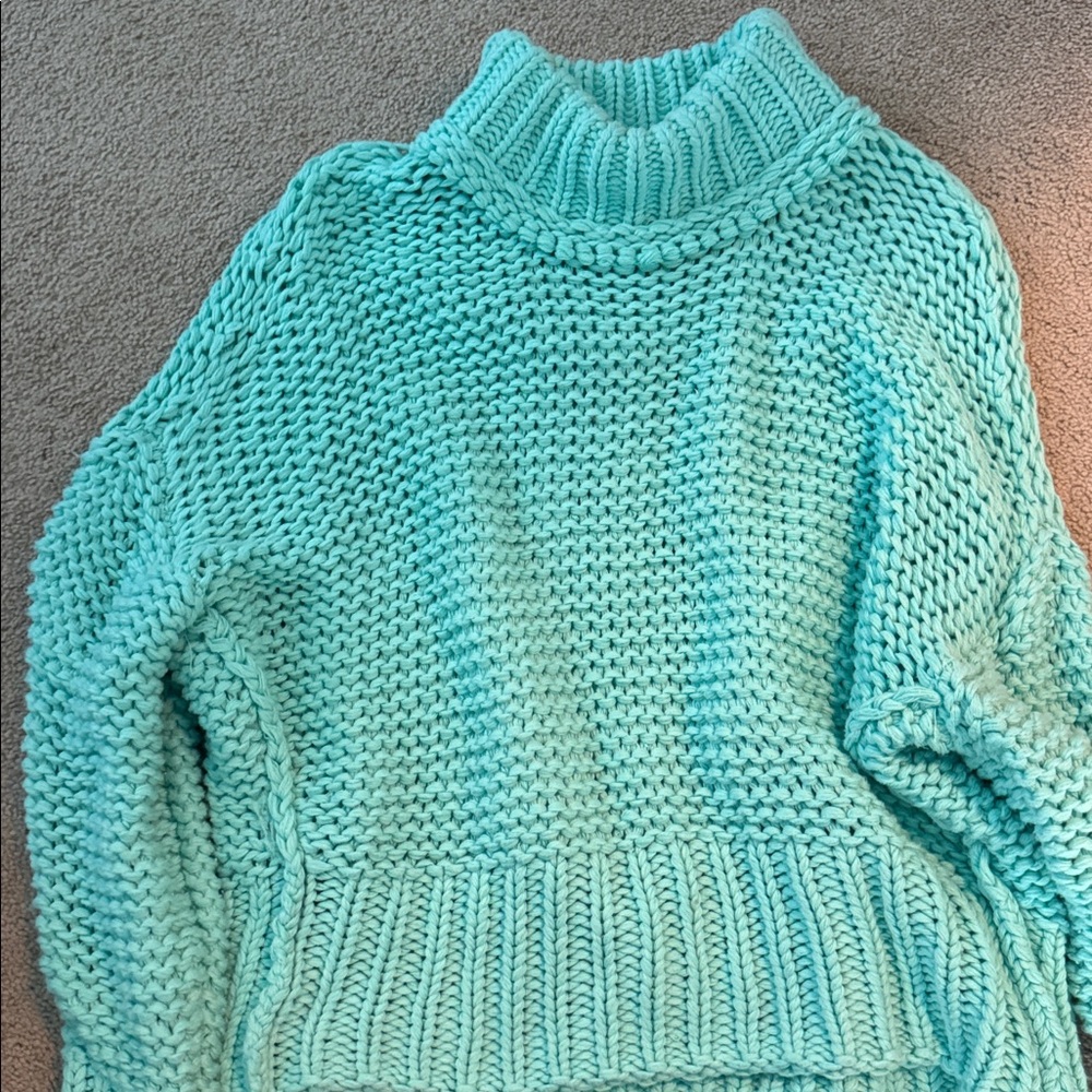 Free People Mint Green Turtleneck Sweater